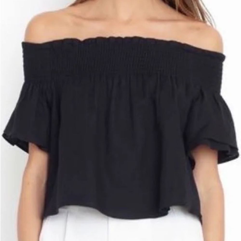 Apiece Apart Milos Off Shoulder Smocked Neck Top